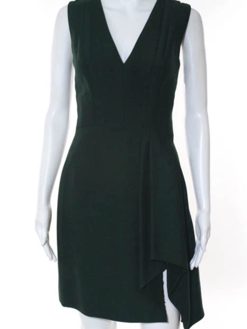 J. Mendel Dark Green V-Neck Sleeveless Mini Dress